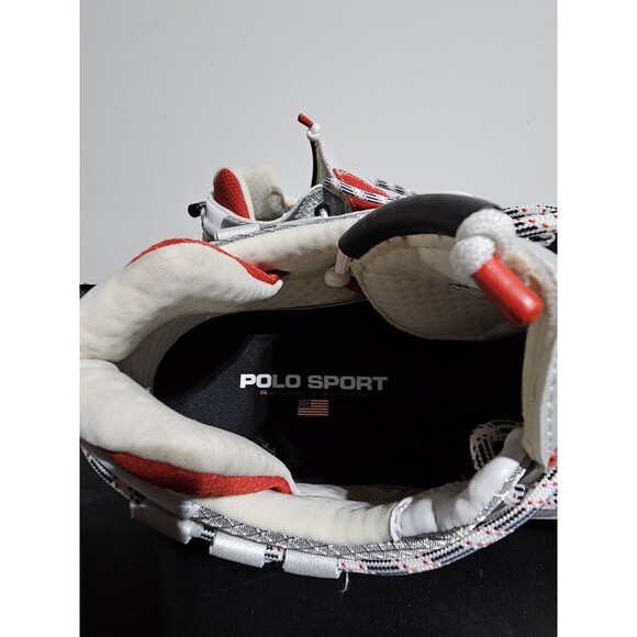 New Ralph Lauren Polo Sport White Black Red Men's Size 11 High Top Shoes PS100 - Picture 6 of 9